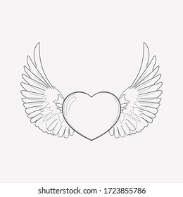 Heart with wings icon line element. Vector illustration of heart with wings icon line isolated on clean background for your web mobile app logo design.