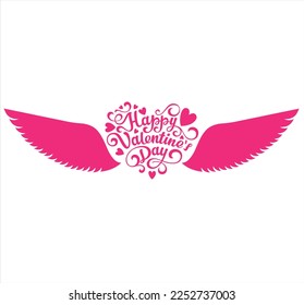 Heart with wings icon line element.Valentine's day vector. Line heart with wings symbols loves art. 