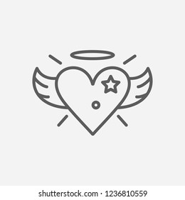 Heart with wings icon line symbol. Isolated vector illustration of  icon sign concept for your web site mobile app logo UI design.