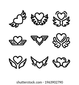heart wings icon or logo isolated sign symbol vector illustration - Collection of high quality black style vector icons

