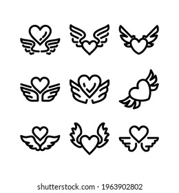 heart wings icon or logo isolated sign symbol vector illustration - Collection of high quality black style vector icons
