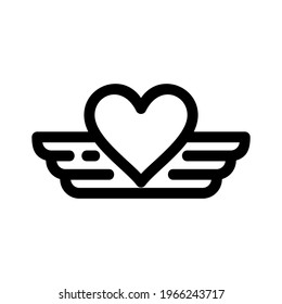 heart wings icon or logo isolated sign symbol vector illustration - high quality black style vector icons
