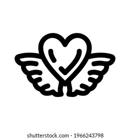 heart wings icon or logo isolated sign symbol vector illustration - high quality black style vector icons
