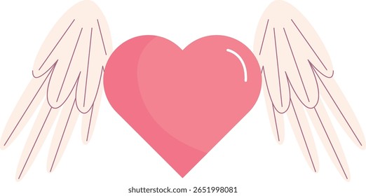 Heart with wings icon for love concept