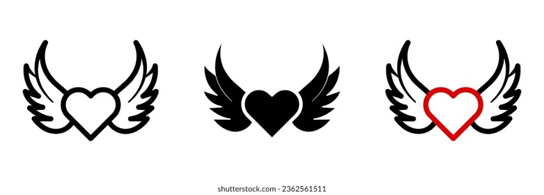 Heart with wings icon. love sign for mobile concept and web design. vector illustration