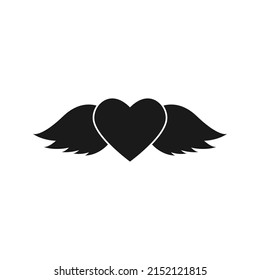 Heart with wings icon on white background.