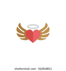 Heart with wings icon on the white background