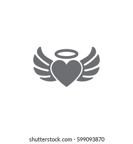 heart with wings icon on white background. Vector illustration