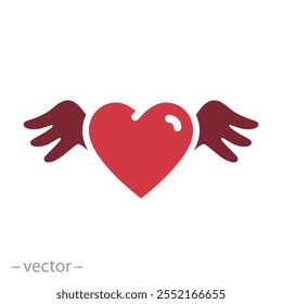 Herz mit Flügeln Symbol, Valentinstag Konzept, Tag der Liebe, flaches Web-Symbol, Vektorgrafik