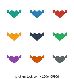 heart with wings icon white background. Editable filled heart with wings icon from emotions. Trendy heart with wings icon for web and mobile.