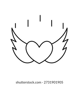 Icono de alas de corazón con fondo blanco Vector Ilustración de stock