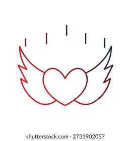 Icono de alas de corazón con fondo blanco Vector Ilustración de stock