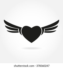 Heart with wings icon. Winged heart sign isolated on white background. Vector illustration.