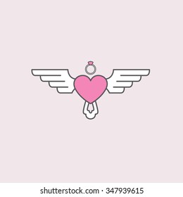 heart with wings icons. Vector illustration for your design