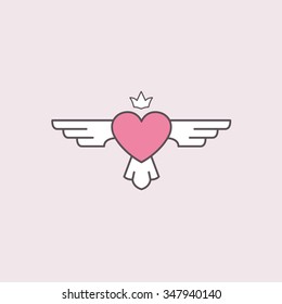 heart with wings icons. Vector illustration for your design