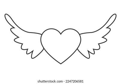Heart with wings icon.Vector illustration isolated on white background.Eps 10.