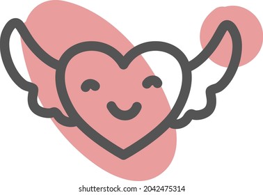 Heart with wings, illustration, vector, on a white background.