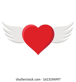 Heart with wings isolated on white background. Love and mercy concept. Winged heart. Vector illustartion