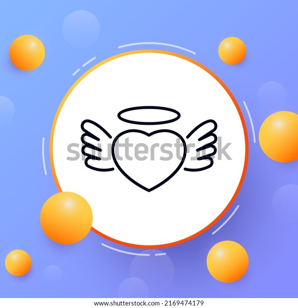 Heart with wings line icon.\
Angel with halo. Love, sympathy, couple, romance, date, rendezvous.\
Valentines day concept. Vector line icon for Business and\
Advertising
