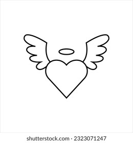 Heart with wings line icon.Flying heart icon. Vector illustration