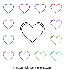 Heart wings with lines multi color style icon. Simple thin line, outline vector of heartbeat icons for ui and ux, website or mobile application