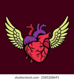 heart with wings logo, t shirt