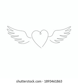 Heart with wings love background, vector illustration