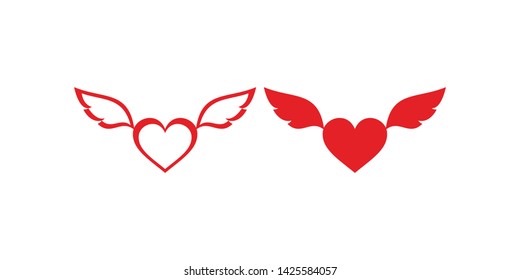Heart wings love icon, heart & wings icon