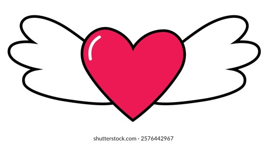 Heart and wings of love in Valentine. Vector illustration.
