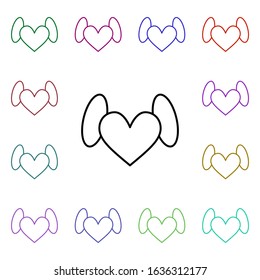 Heart with wings multi color style icon. Simple thin line, outline vector of heartbeat icons for ui and ux, website or mobile application