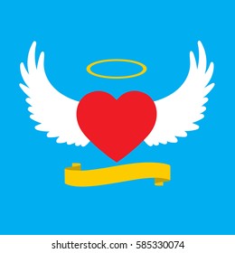 heart with wings on a blue background