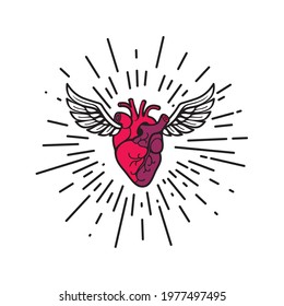 A heart with wings. On the wings of love.