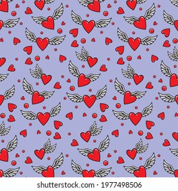 A heart with wings. On the wings of love. The pattern.