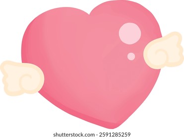 heart with wings on transparent background