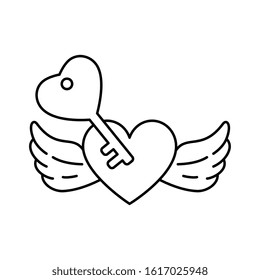 heart with wings on white background vector illustration design