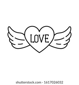 heart with wings on white background vector illustration design