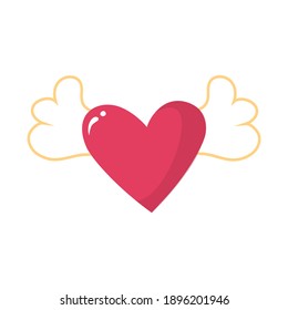 Heart with wings on white background. Vector illustration. Eps 10.