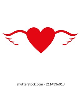 corazón con alas sobre fondo blanco