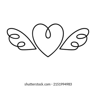 heart with wings over white