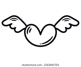corazón con alas sobre blanco