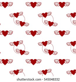 Heart with wings pattern in style of 8-bit game
