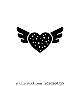 Heart with Wings and Pop Dots Texture Black Icon