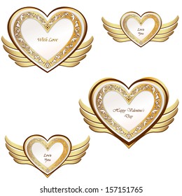 Heart with wings set. Valentine's day symbols 