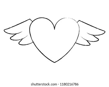 Heart with wings sketch