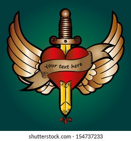 Heart with wings and sword