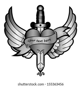 Heart with wings and sword