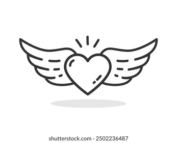 Heart with wings symbol icon isolated vector illustration on white background.