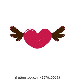 Heart with wings. Symbol of Valentine's Day, declaration of love. Vector illustration.