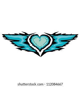 Heart with wings tattoo Illustration.vector heart. abstract background.