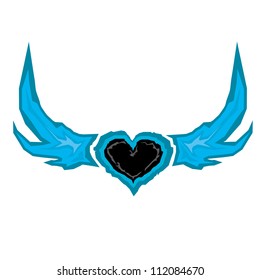 Heart with wings tattoo Illustration.vector heart. abstract background.